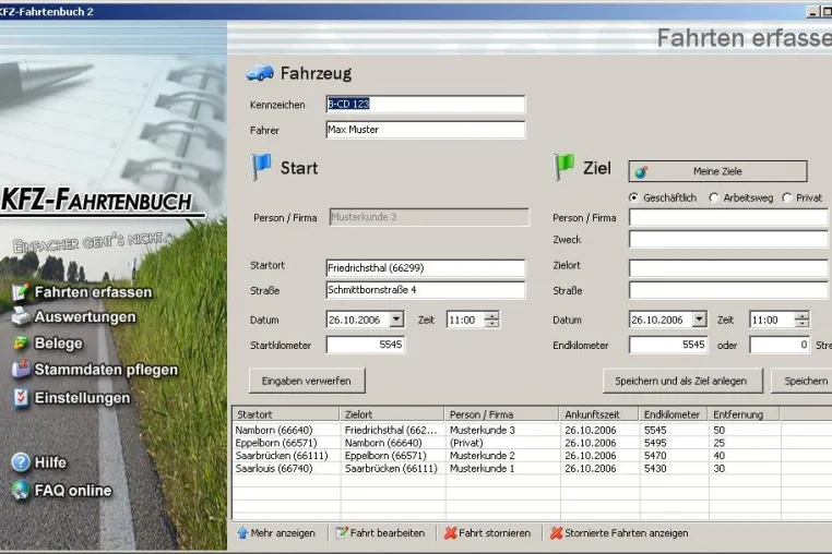 Bild: KFZ-Fahrtenbuch 2 für PC und PDA - da meckert kein Finanzamt