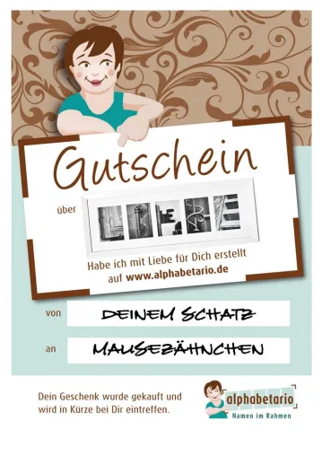 Bild: Individuelles Geschenk in letzter Minute: Namen im Rahmen aus Alphabet-Fotografien auch "5 vor Tannenbaum"