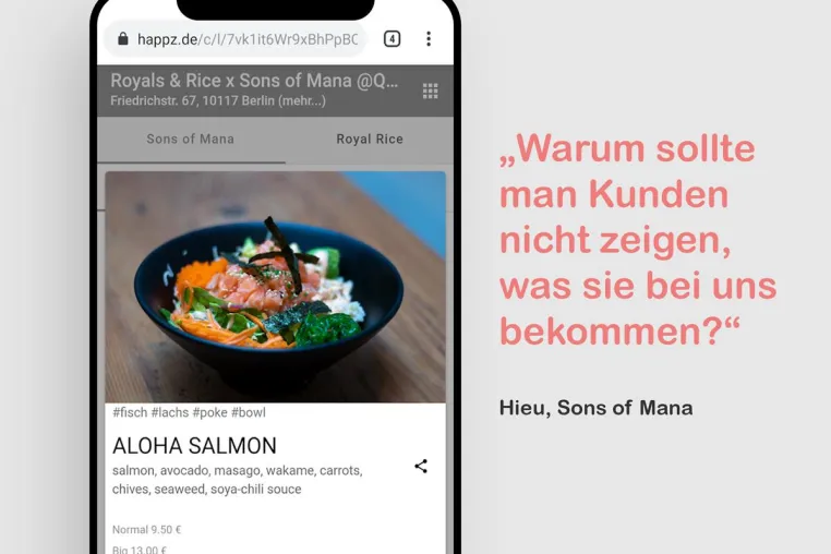 Bild: Top Gastronomen Berlins setzen auf die online Speisekarte von Happz