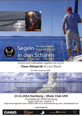 Bild: Multimedia-Show "Alleine. 160 Tage. 100 Häfen": Claus Aktoprak - The Sailing Bassman - mit Live-Band