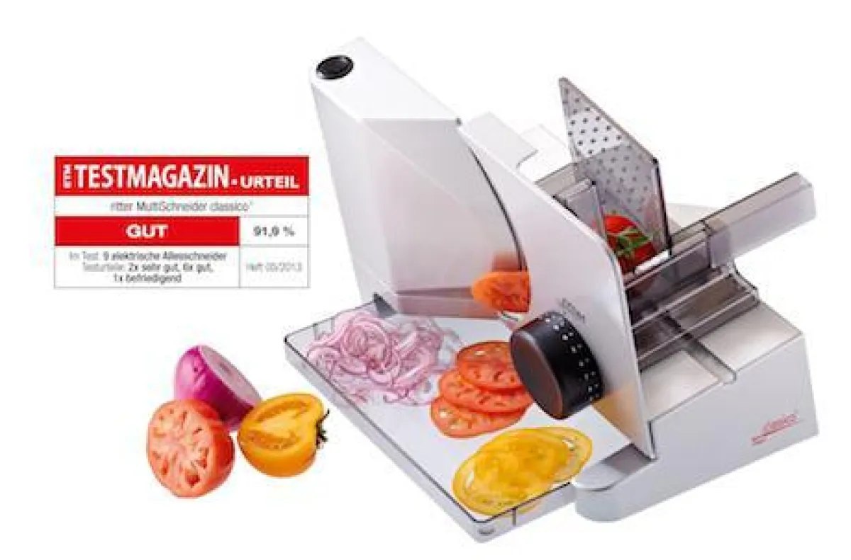 Allesschneider classico 1 von ritterwerk schneidet auch Gemüse hauchdünn auf © ritterwerk