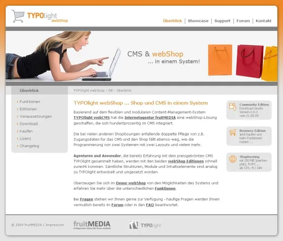 Bild: TYPOlight webShop ... Shop und CMS in einem System