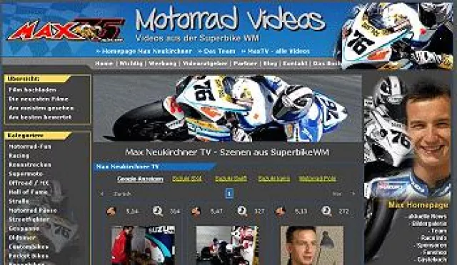 Bild: Superbike-WM-Fahrer Max Neukirchner mit eigenem Channel auf eVisor TV