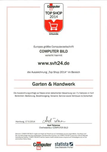 Bild: COMPUTER BILD zeichnet svh24.de als „Top-Shop 2014“aus