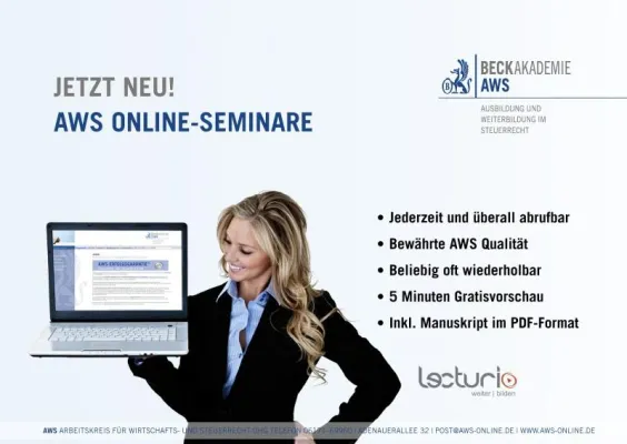 Bild: BeckAkademie AWS - Steuerrechtsseminare ab sofort auch online