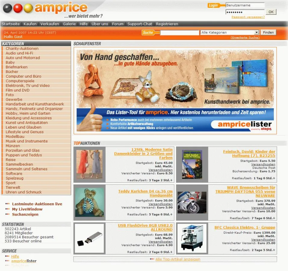 amprice wächst - heute hat sich das 10.000ste Mitglied registriert