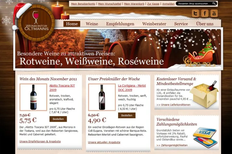 Bild: Weihnachtswochen beim Weinkontor Oltmanns: Jede Woche eine besondere Rabatt-Aktion bis zum 21.12.2011