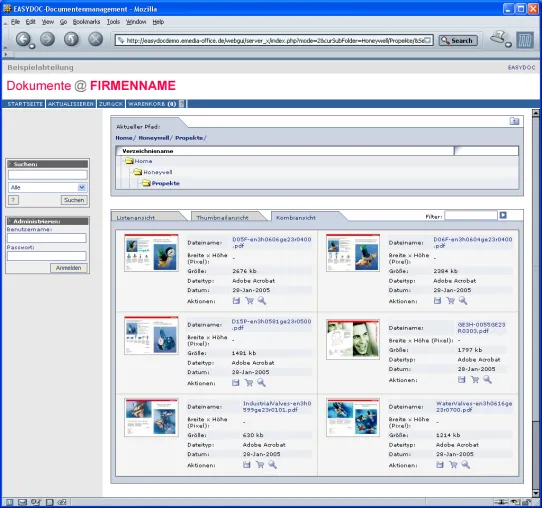 Bild: EASY DOC - Branchenneutrales Dokumenten-Management-System zur Verwaltung von Dokumenten über Internet und Intranet