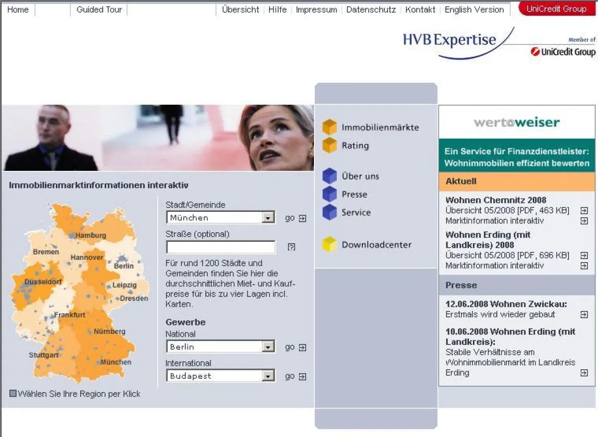 Homepage der HVB Expertise GmbH