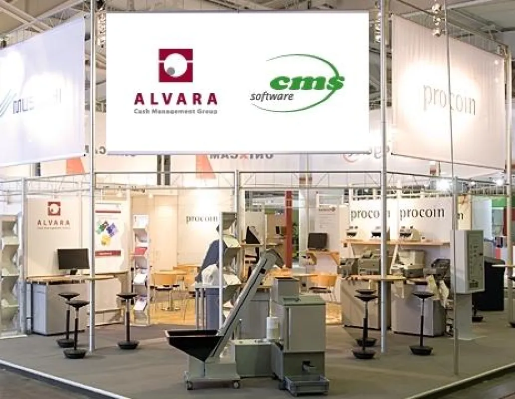 Gemeinschaftsstand mit CMS, ALVARA, Cegelec, Procoin, Safecor, Musashi und Unixcam
