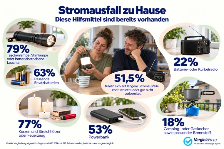 Bild: Bei Stromausfall im Dunkeln sitzen? Jeder Zweite fühlt sich schlecht vorbereitet