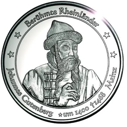 Johannes Gutenberg auf Rheintaler-Medaille Bild: Johannes Gutenberg auf Rheintaler-Medaille