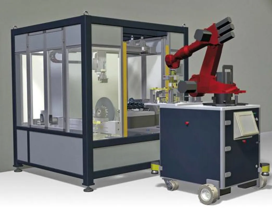 5-Achs-Einsenkautomat mit mobilem Roboter