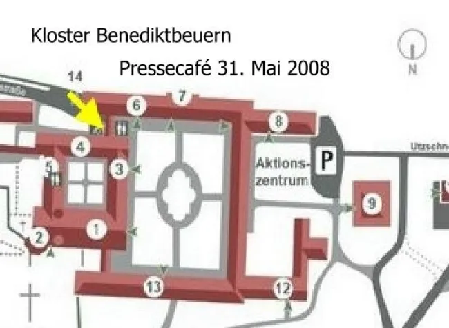 Bild: Lernfest 31. Mai 2008 – Einladung ins Pressecafé des Klosters