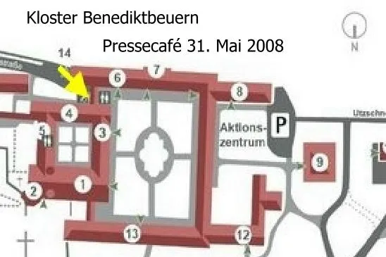 Bild: Lernfest 31. Mai 2008 – Einladung ins Pressecafé des Klosters