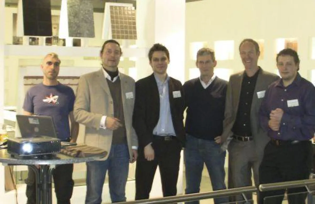von links: Olaf Hartig, Marc Nodorft, Markus Luczak-Rösch, Udo Böhm, Prof. Christian Bizer von der FU und Prof. Adrian Paschke von der FU