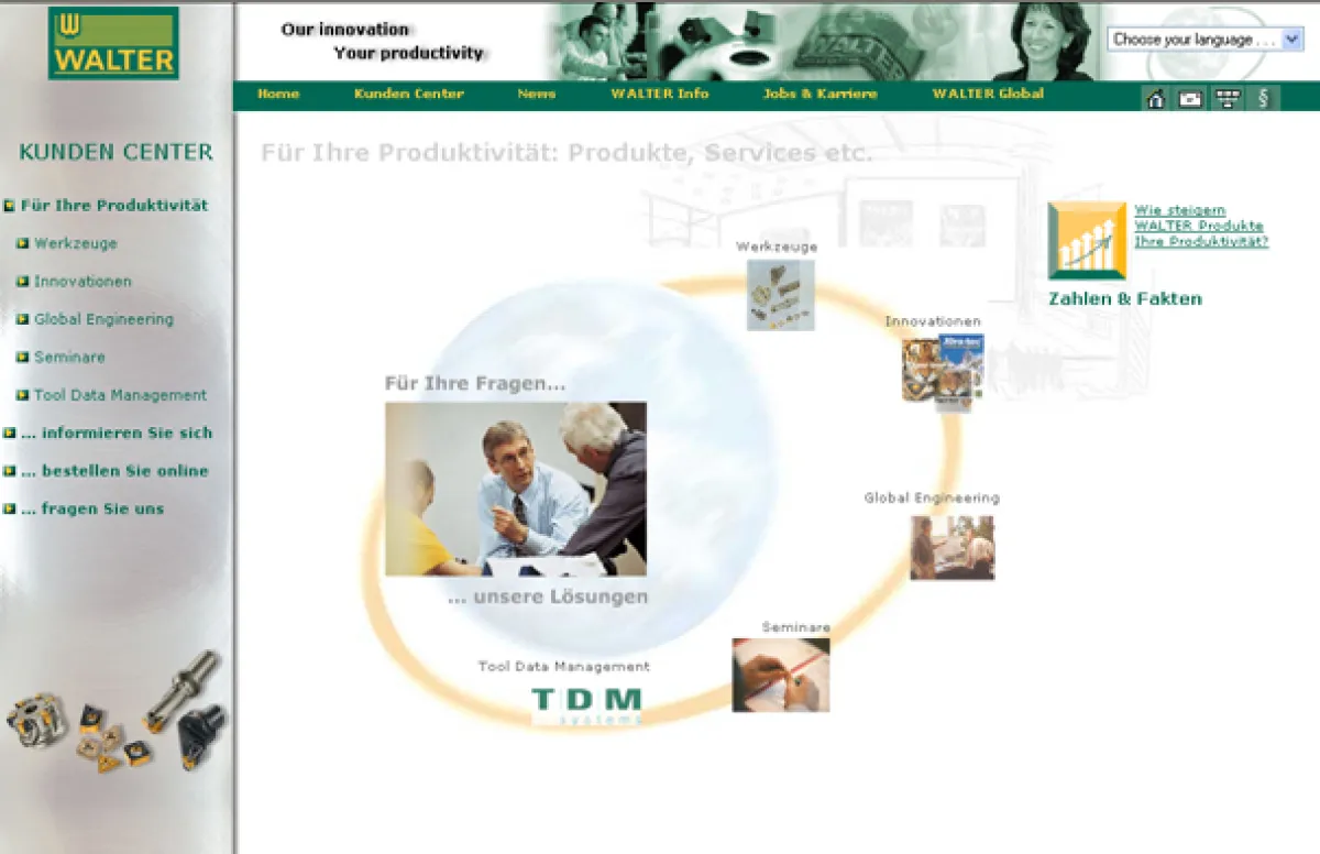 Den Kunden ins Zentrum gerückt: Im neuen virtuellen Kunden-Center sind alle Informationen zu Werkzeugen, Entwicklungen, Seminaren usw. übersichtlich an einer Stelle zu finden.