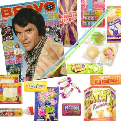 Bild: Mit Süßigkeiten und Zeitschrift eine Reise in die eigene Jugend unternehmen - das Zeitreise Pack von 21snacks