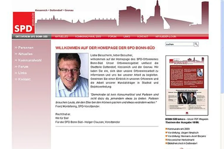 Alienus Mediaconsulting realisiert neuen Internet-Auftritt der SPD Bonn-Süd / Kommunalpolitik im Netz Bild: Alienus Mediaconsulting realisiert neuen Internet-Auftritt der SPD Bonn-Süd / Kommunalpolitik im Netz