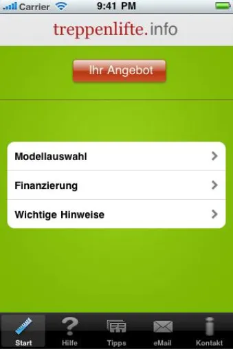 Bild: Kostenlose Treppenlifte APP für iPhone, iPad und iPod verfügbar