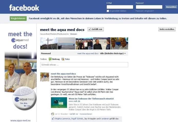 Bild: Taucherhotline aqua med mit neuer Facebook-Seite