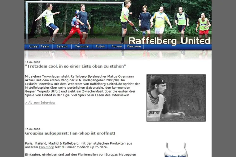 Raffelberg United glänzt mit neuer Internetpräsenz Bild: Raffelberg United glänzt mit neuer Internetpräsenz