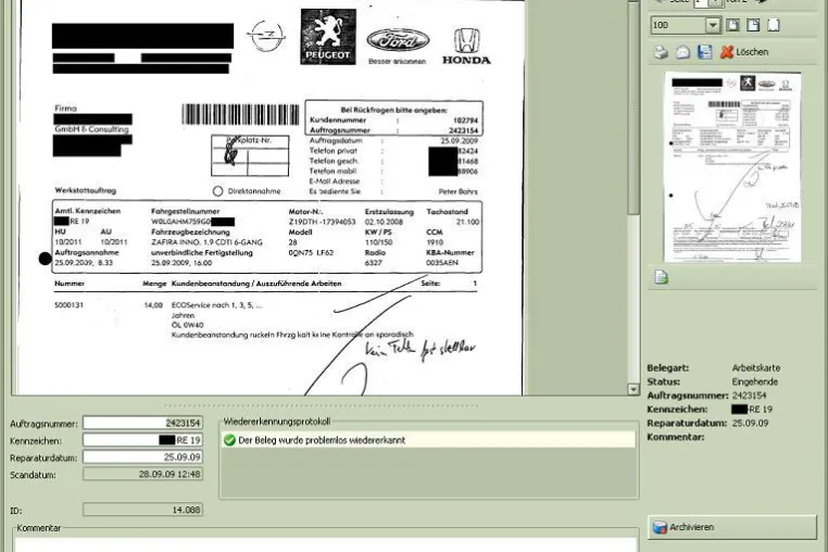 DocuBizz jetzt mit stark verbesserter automatischer Indexierung von Arbeitskarten Bild: DocuBizz jetzt mit stark verbesserter automatischer Indexierung von Arbeitskarten