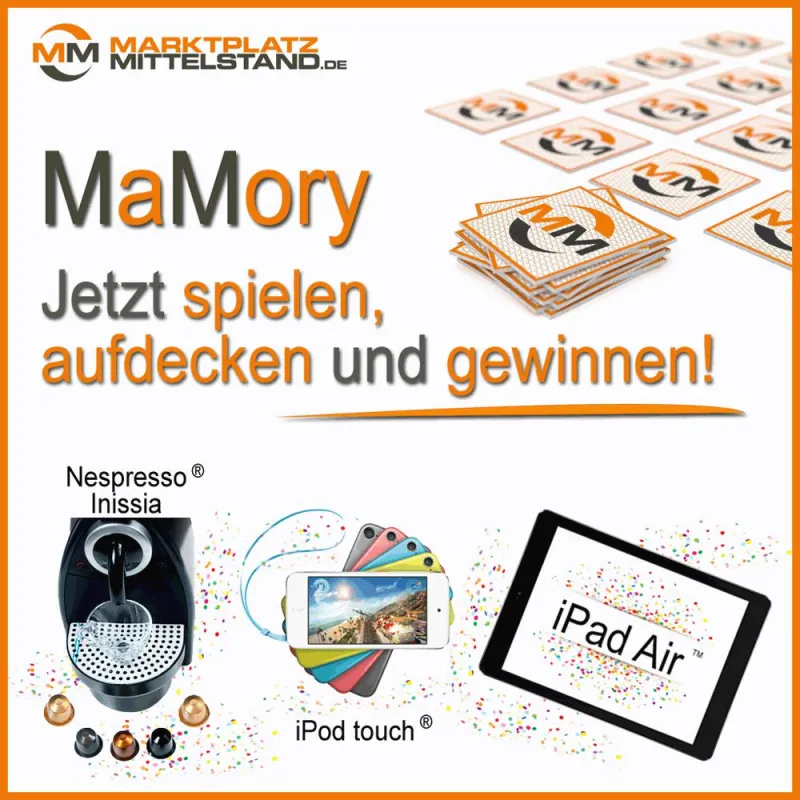 Mit dem „MaMory“-Gewinnspiel verlost Marktplatz Mittelstand hochkarätige Preise.