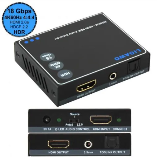 Bild: Klein aber Oho: der neue HDMI HDR Audio Extractor 18Gbps 4K 60Hz 4:4:4 von Ligawo!