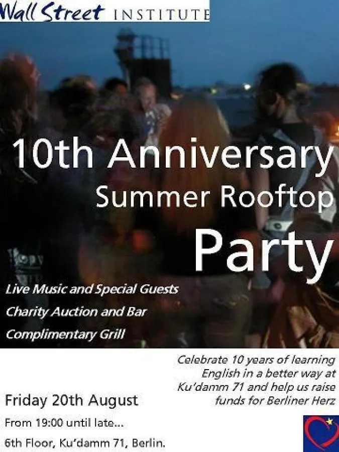 Jubiläumsfeier der Sprachschule Berlin über den Dächern von Berlin