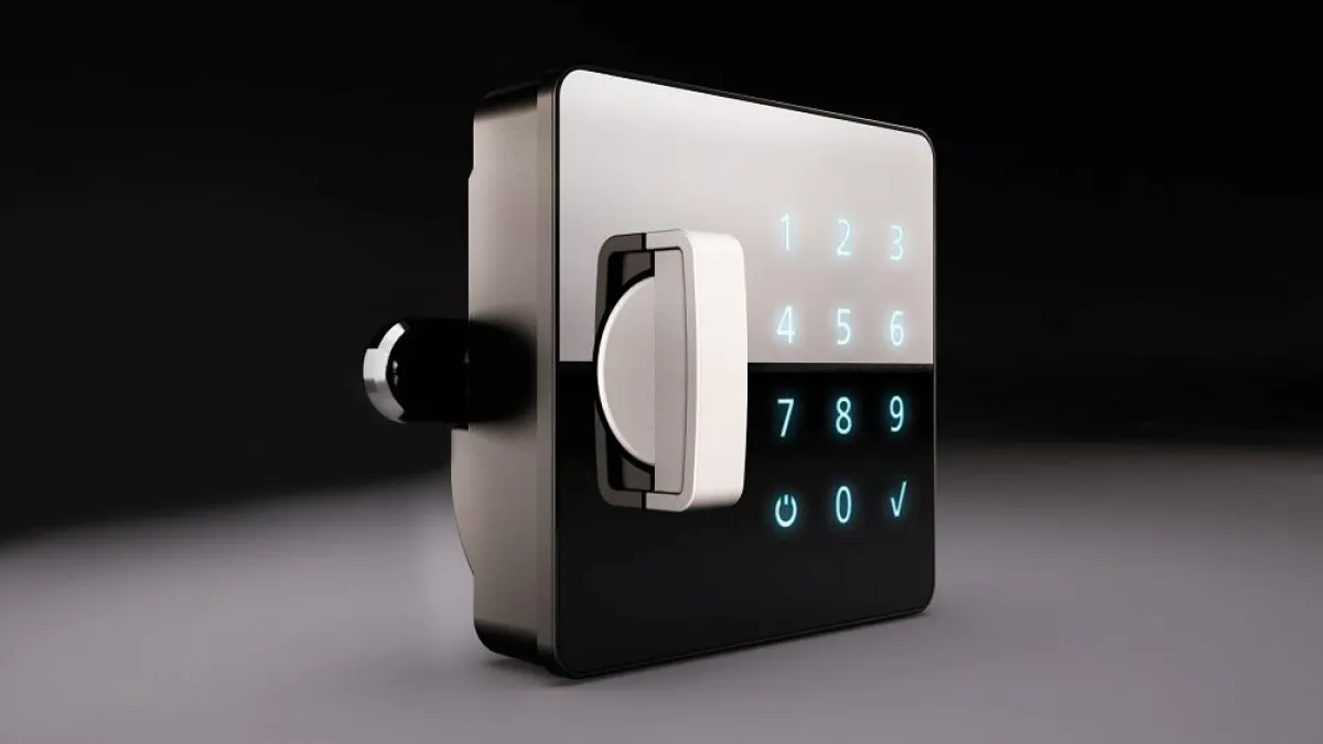 BeCode TOUCH: Ein Möbelschloss mit Touchpad aus Glas.