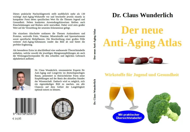 Bild: „Der neue Anti-Aging Atlas“ von Dr. Claus Wunderlich – gratis Rezensionsexemplare erhältlich 