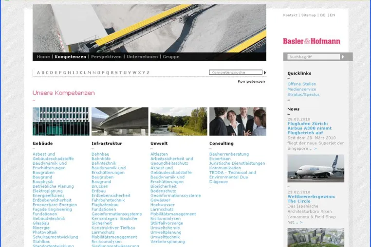 Das Ingenieur-, Planungs- und Beratungsunternehmen Basler & Hofmann baut auf TYPO3 und die Agentur snowflake Bild: Das Ingenieur-, Planungs- und Beratungsunternehmen Basler & Hofmann baut auf TYPO3 und die Agentur snowflake