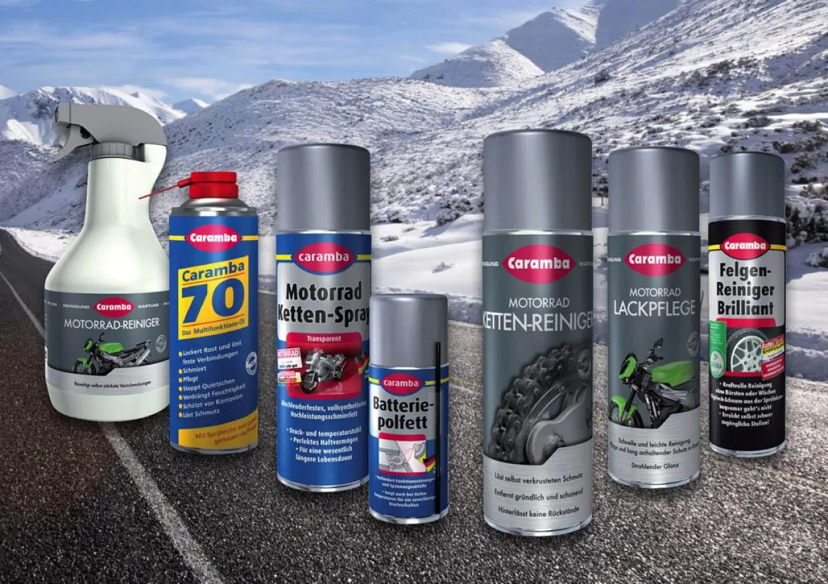 Einfach wirkungsvoll: Caramba Produkte zum Einwintern des Motorrads.