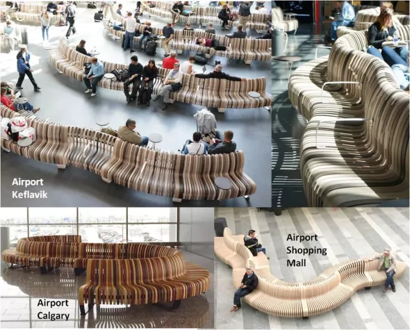 Bild: PTE17: Modulare Sitzbank-Systeme aus Holz auf der Passenger Terminal in Amsterdam