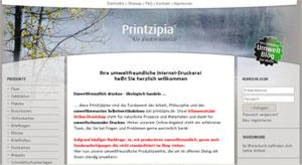 Ökodruckerei Printzipia: Neues Shopsystem