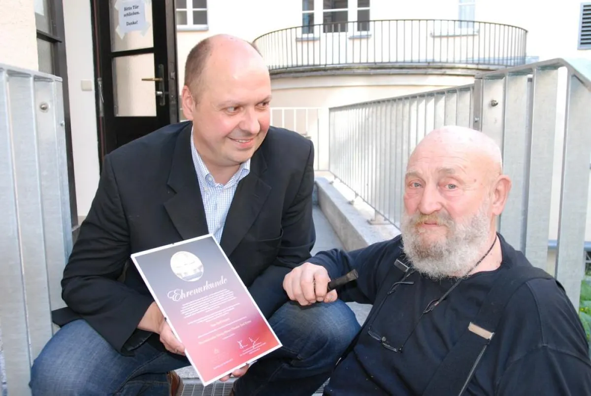 Rolf Hoppe und GMD Florian Merz am König Albert Theater Bad Elster