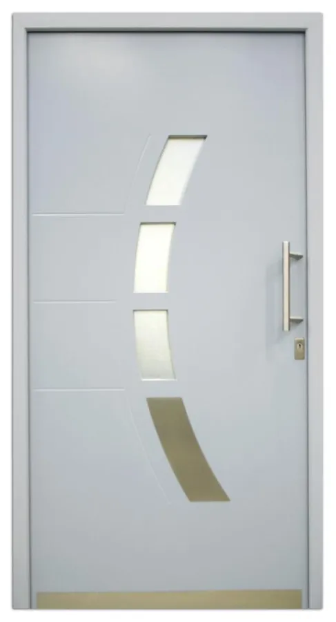 Muster einer innen- und außen-flügelüberdeckenden Alu-Holz-Haustür - Viel Tür für wenig Geld