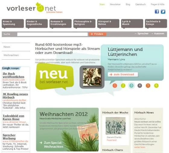 Das neue vorleser.net ist online Bild: Das neue vorleser.net ist online