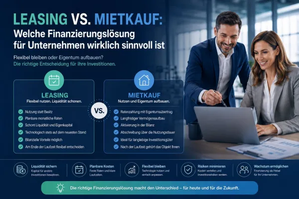 Bild: Leasing vs. Mietkauf: Welche Finanzierungslösung für Unternehmen wirklich sinnvoll ist