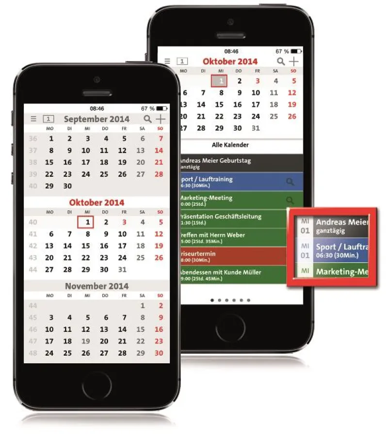 App terminic 3-Monatskalender
