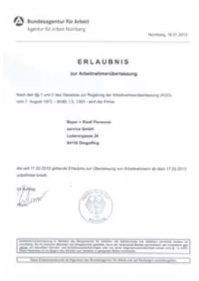 Bild: Bayer + Riedl Personalservice erhält unbefristete Erlaubnis zur Arbeitnehmerüberlassung