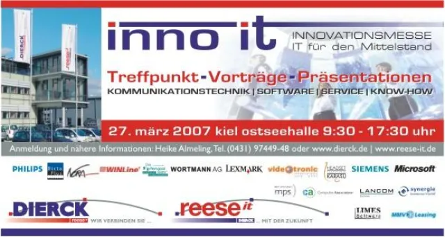 Bild: IT Messe in Kiel INNO IT - Innovatioinen am 27. März 07 in der Kieler Ostseehalle 9.30 - 17:30 Uhr