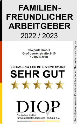 Bild: „Sehr gute“ Familienfreundlichkeit bei der Voxpark GmbH