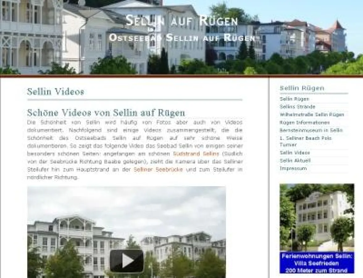 Video Seite des Portals SellinRuegen.de