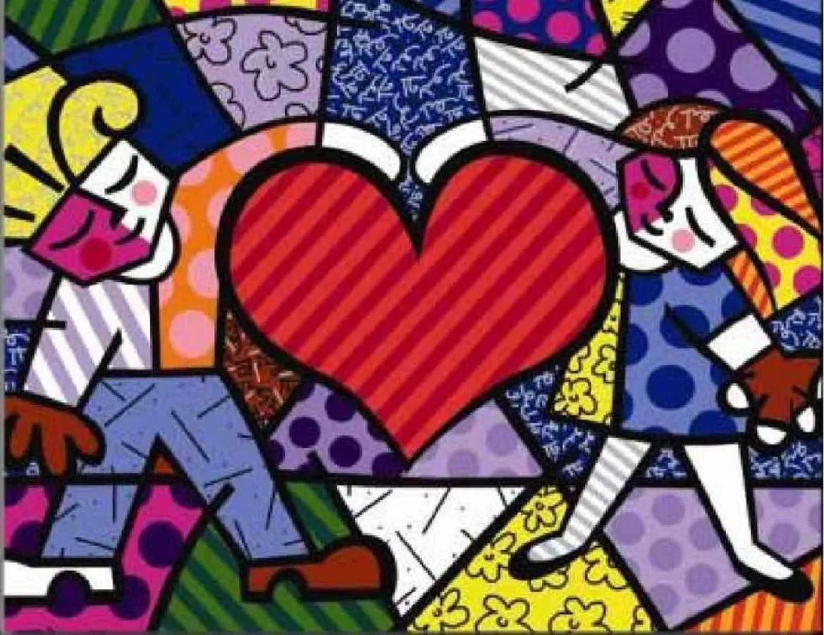 Romero Britto „Heart Kids“. Pop-Art-Ikone Romero Britto ist einer der 17 Künstler, die sich an der bundesweiten Benefiz-Aktion „Kunst hilft Kindern“ der Galerie Mensing beteiligen.
