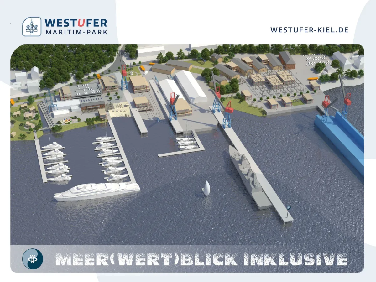 Der Lindenau Maritim-Park am Westufer der Kieler Förde erhält einen neuen Namen: WESTUFER MARITIM-PA (© Lindenau Coast Verwaltungsgesellschaft mbH )