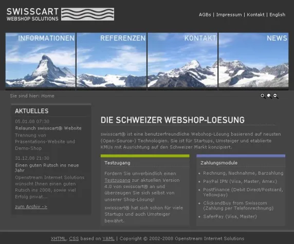 Bild: swisscart Webshop mit neuer Info-Website