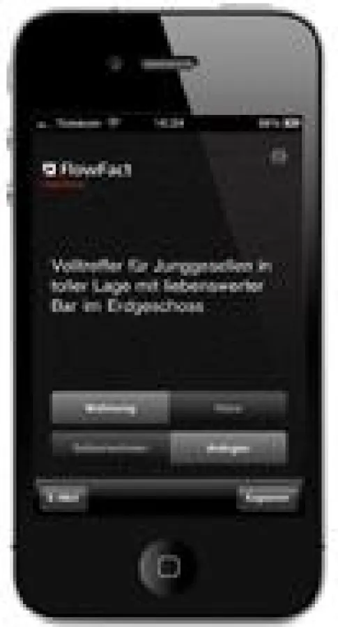 Ideenanregende Immobilienheadlines durch kräftiges Schütteln auf dem iPhone generieren