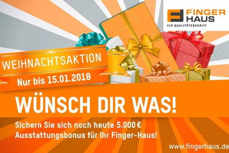 Bild: Weihnachtsaktion von FingerHaus - Stattlicher Bonus für Häuslebauer
